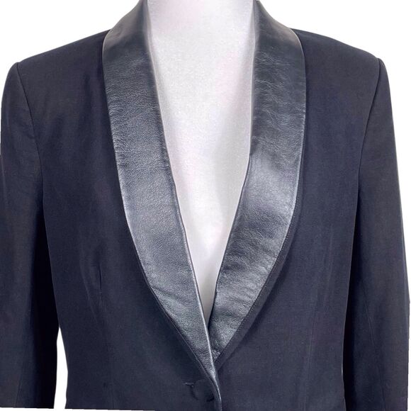 AG Adriano Goldschmied Black Tuxedo Blazer Leather Lapel Size Medium EUC - Picture 6 of 16